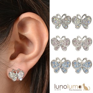 Pierced Earringss sliver Pink Mini Butterfly Ladies'