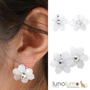 Pierced Earringss Flower White Ladies'