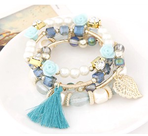 Four in a Row Ethnic Design Beads Bracelet 4 Colors