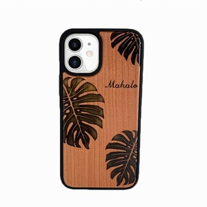 Hawaiian Design Wood Panel Case Monstera Illustration Plant