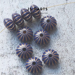 Accessory Beads 10 Rondel Acrylic Beads Blue Gold 2 9p 1