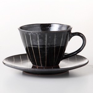 ［ギフト] 黒ストライプコーヒー碗皿［食器 美濃焼 日本製］