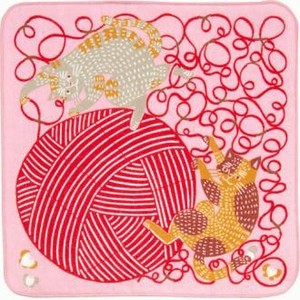 kata kata Fluffy Towel cat Wool Pink Made in Japan Handkerchief