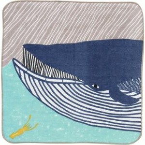 kata kata Fluffy Towel Whale Blue Made in Japan Handkerchief