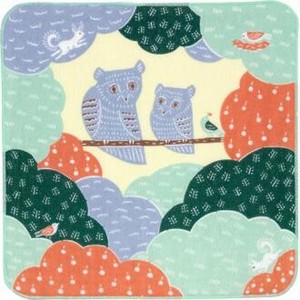 kata kata Fluffy Towel Owl Green Made in Japan Handkerchief