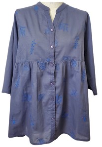 Button Shirt/Blouse Embroidered 7/10 length