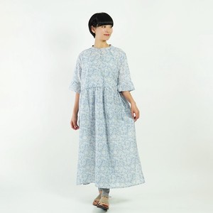Pattern Frill Sleeve One-piece Dress