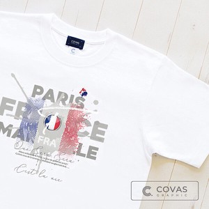 ユニセックス・プリントTシャツ　"FRANCE" フランス　ホワイト　半袖 Tシャツ