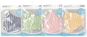 Inside Cool Antibacterial Processing Rayon Checkered Mask Washable FACE Adjuster Attached