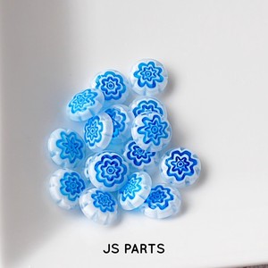 Accessory Beads Made in Japan 12 Flower Glass Beads 12 mm Blue 3 6 4 2