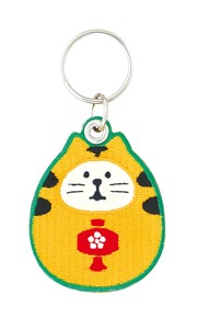 Good Luck Embroidery Key Ring Cat Daruma
