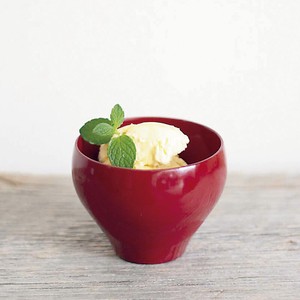 天然木 デザートカップ　朱色 ぷっくり アイス かわいい