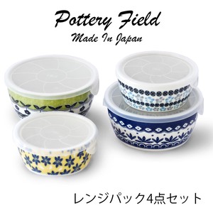 Pottery Field Microwave Oven Pack 4-unit Set Gift Made in Japan Mino Ware Plates Pottery