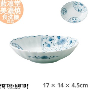 藍凛堂 花伊万里 楕円菊鉢 17×14×4.5cm