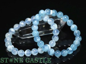☆高品質☆【天然石 ブレスレット】エンジェルクラウドアクアマリン (3A) (約9.5〜10mm) 【天然石】