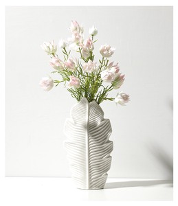 白い葉の花瓶の花の装飾品0402#STL822