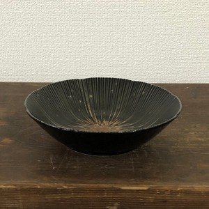千段十草煮物鉢　黒　美濃焼　日本製