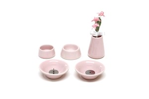 【ペット供養】ペット仏具8点セット　陶器　ピンク