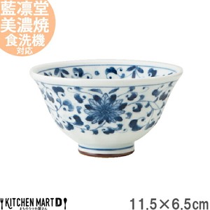 藍凛堂 菊唐草 ソギ茶碗 11.5×6.5cm