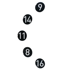【ダーツライブ3】 点数シール 左側 5枚セット (9・14・11・8・16)