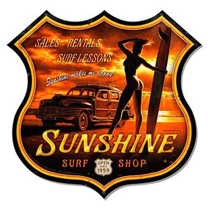 【スティールサイン】【ピンナップ ガール】Greg Hildebrandt Sunshine Surf PT-HB-239