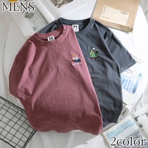 【メンズ】 EC0284 半袖Tシャツ コットン100 ワンポイント刺繍 カジュアル かわいい