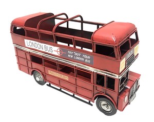 1304E-3843　ブリキ ロンドン バス 赤　ペンホルター