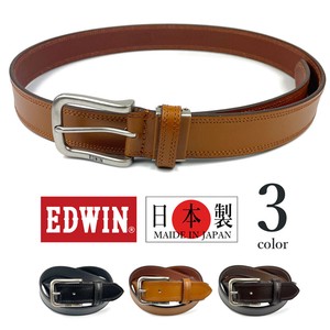 【全3色】日本製 EDWIN エドウイン リアルレザー ステッチデザイン ベルト 本革 牛革 幅3.4cm（0111128）