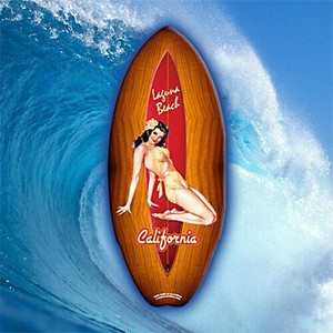【'50s】【サイン】ミニ・サーフボード Surf Pin Up CYA-MSB-043