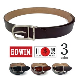 【全3色】日本製 EDWIN エドウイン リアルレザー プレーンデザイン ベルト 本革 牛革 幅3.4cm（ 0111129）