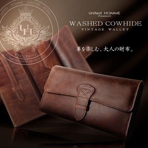 Wash Vintage Leather Cow Leather Long Wallet HP 109 uni soft Cow Leather