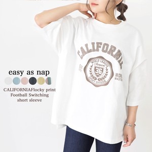 【easy as nap】【2021春新作】CALIFORNIA フロッキー PT フットボール切替半袖Tシャツ