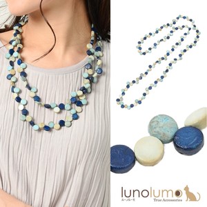 Necklace Ladies Wood Wood Beads Light Blue Metal Natural Material