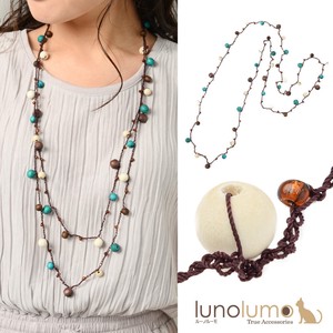 Necklace Long Necklace Wood Beads Brown Metal Natural Material Double