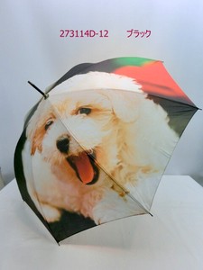 通年新作）雨傘・長傘-婦人　ポンジーデジタル全面プリントドッグ柄ジャンプ雨傘