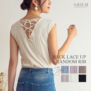Lace-up Top Top Cut And Sewn Short Sleeve Tank Top 1024