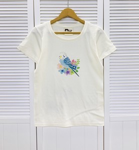 レディースTシャツ☆フラワーことりシリーズ☆セキセイブルー【鳥】