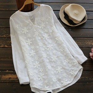Button Shirt/Blouse Long Sleeves Embroidered Ladies' M NEW