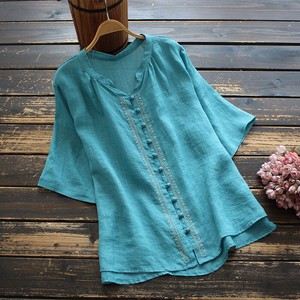 Button Shirt/Blouse Ladies' Short-Sleeve NEW