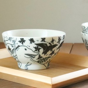 Dinosaur Mino Ware Rice Bowl Made in Japan Japanese Plates Pottery Pottery
