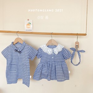 婴儿连身衣/连衣裙 格子图案