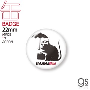 Umbrella Rat 22mm豆缶バッジ ブランダライズド アート アート缶バッジ アクセサリー 人気 ネズミ BNK040