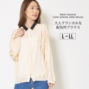 Button Shirt/Blouse Dolman Sleeve Color Palette Plain Color Buttons L Ladies'