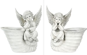 天使の彫刻盆栽植木鉢0506STL274