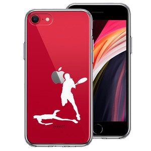 新型 iPhoneSE 第3 第2世代 ハイブリッド クリア ケース テニス スマッシュ ホワイト