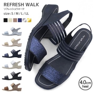 REFRESH WALK-リフレッシュウォーク-ラメと透け感のあるチュール素材が夏らしい爽やかなウェッジサンダル