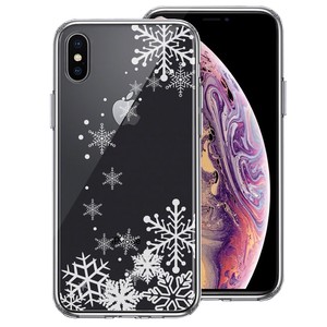 iPhoneX iPhoneXS 側面ソフト 背面ハード ハイブリッド クリア ケース 雪の結晶
