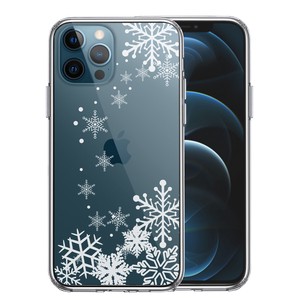 iPhone12/12pro 側面ソフト 背面ハード ハイブリッド クリア ケース 雪の結晶