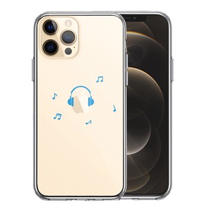 iPhone12/12pro 側面ソフト 背面ハード ハイブリッド クリア ケース 音楽 music ヘッドフォン