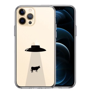 iPhone12/12pro 側面ソフト 背面ハード ハイブリッド クリア ケース UFO キャトルミューティレーション